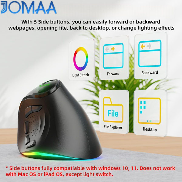 Vertical Mouse Dpi 4000 - Mysz bezprzewodowa, ergonomiczna, pionowa, z podświetleniem