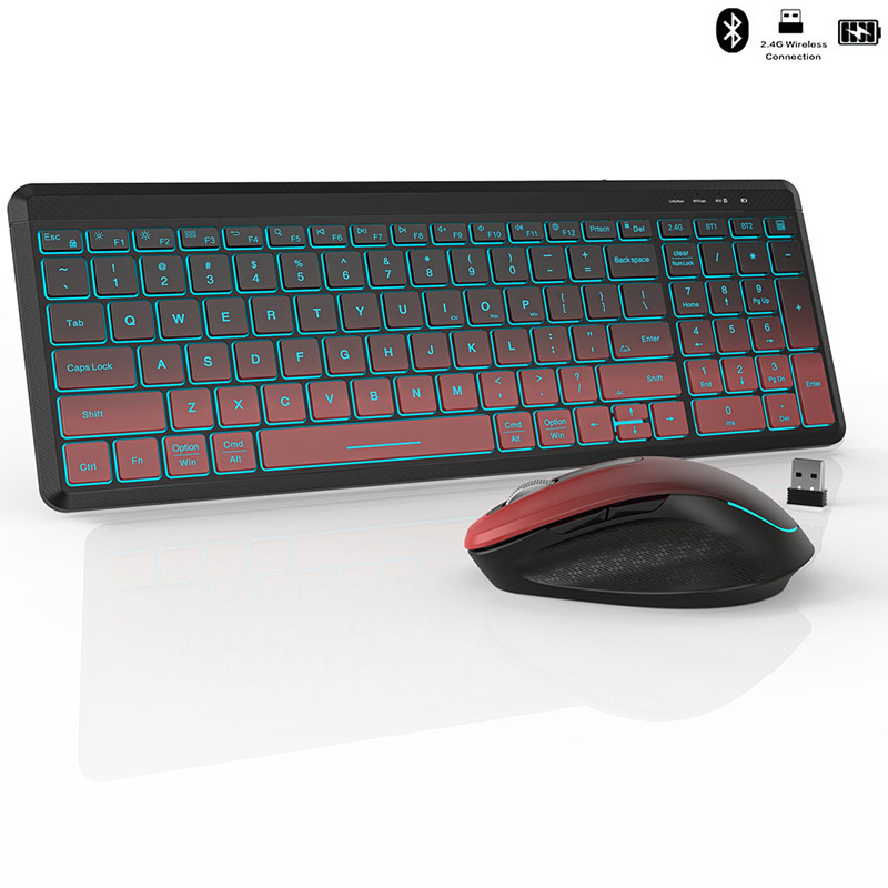 Trackball Mouse Wireless Finger - RGB Backlit Silent Wireless Keyboard and