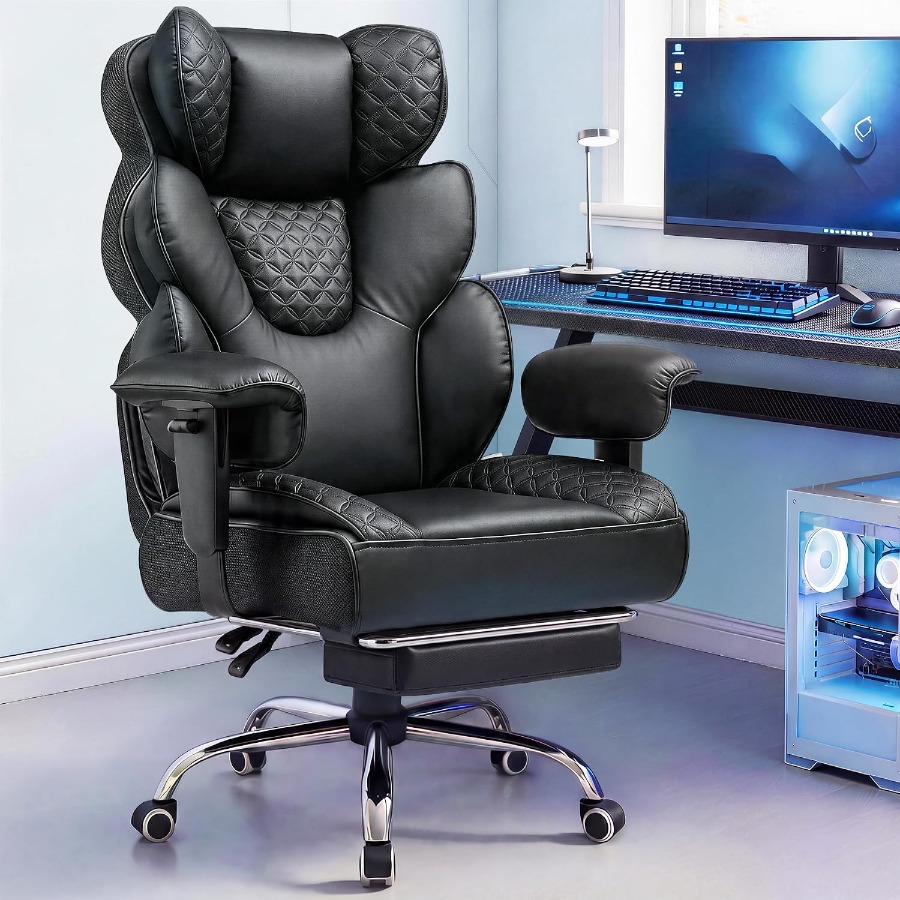 Ergonomic Footrest Adjustable - Duże i wysokie krzesło gamingowe, ergonomiczne,