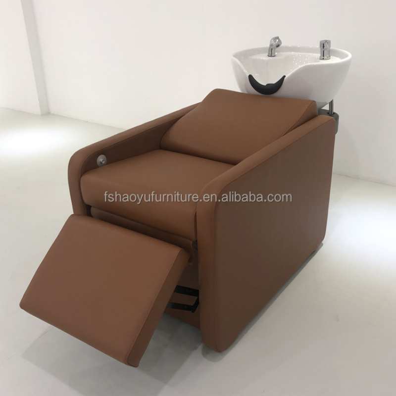 Ergonomic Footrest Adjustable - Fotel fryzjerski w stylu nowoczesnym, brązowa