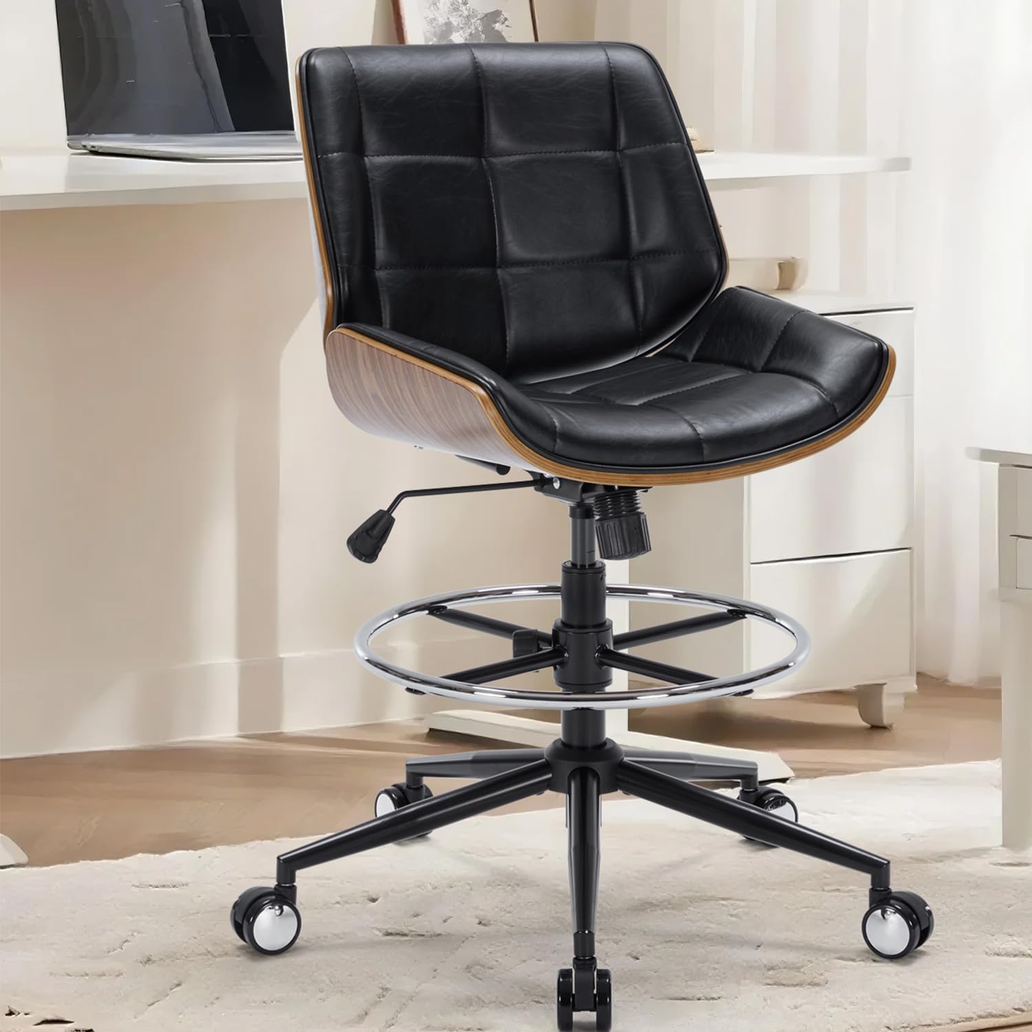 Ergonomic Footrest Adjustable - Krzesło biurowe do rysowania, ergonomiczne, czarne,
