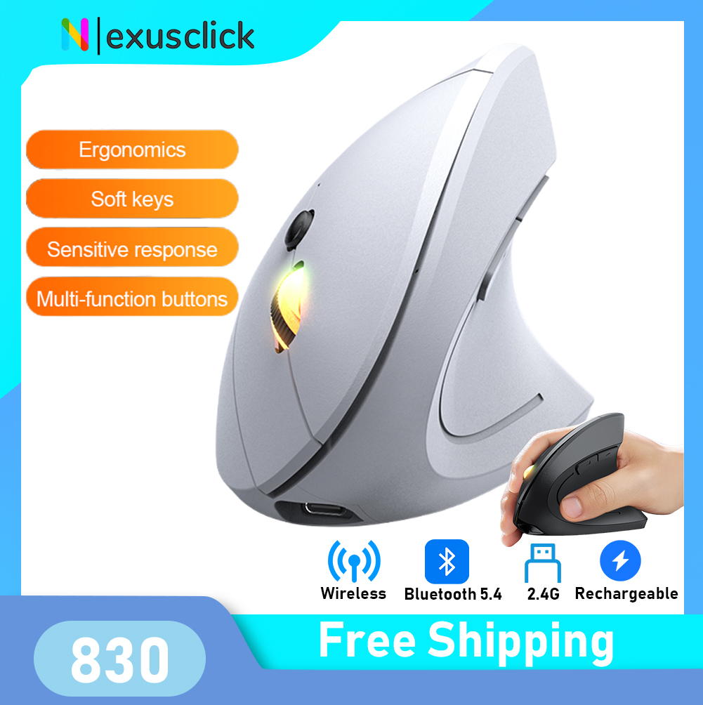 Vertical Mouse Left Handed - Bezprzewodowa mysz Bluetooth 2.4GHz, ładowalna, pionowa,