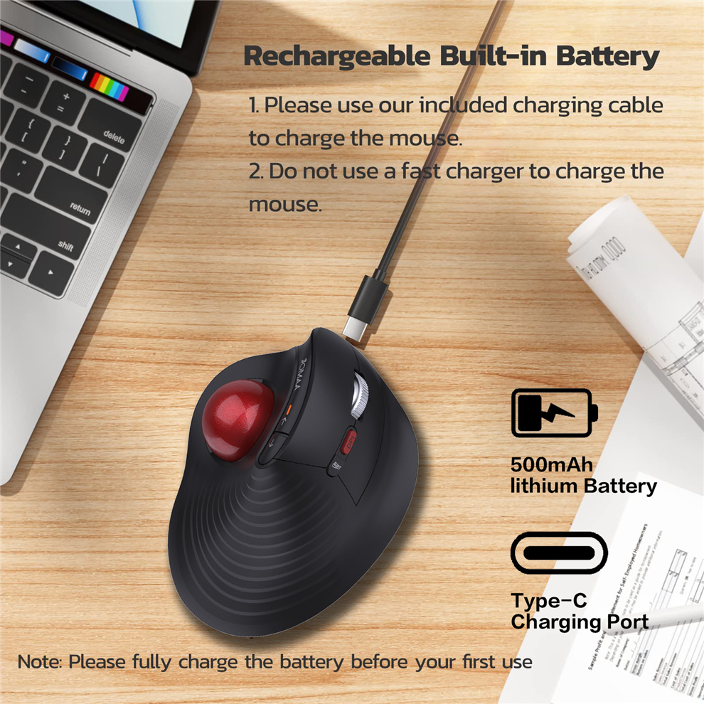 Ergonomic Mouse Trackball Thumb - JOMAA – bezprzewodowa mysz z pionowym