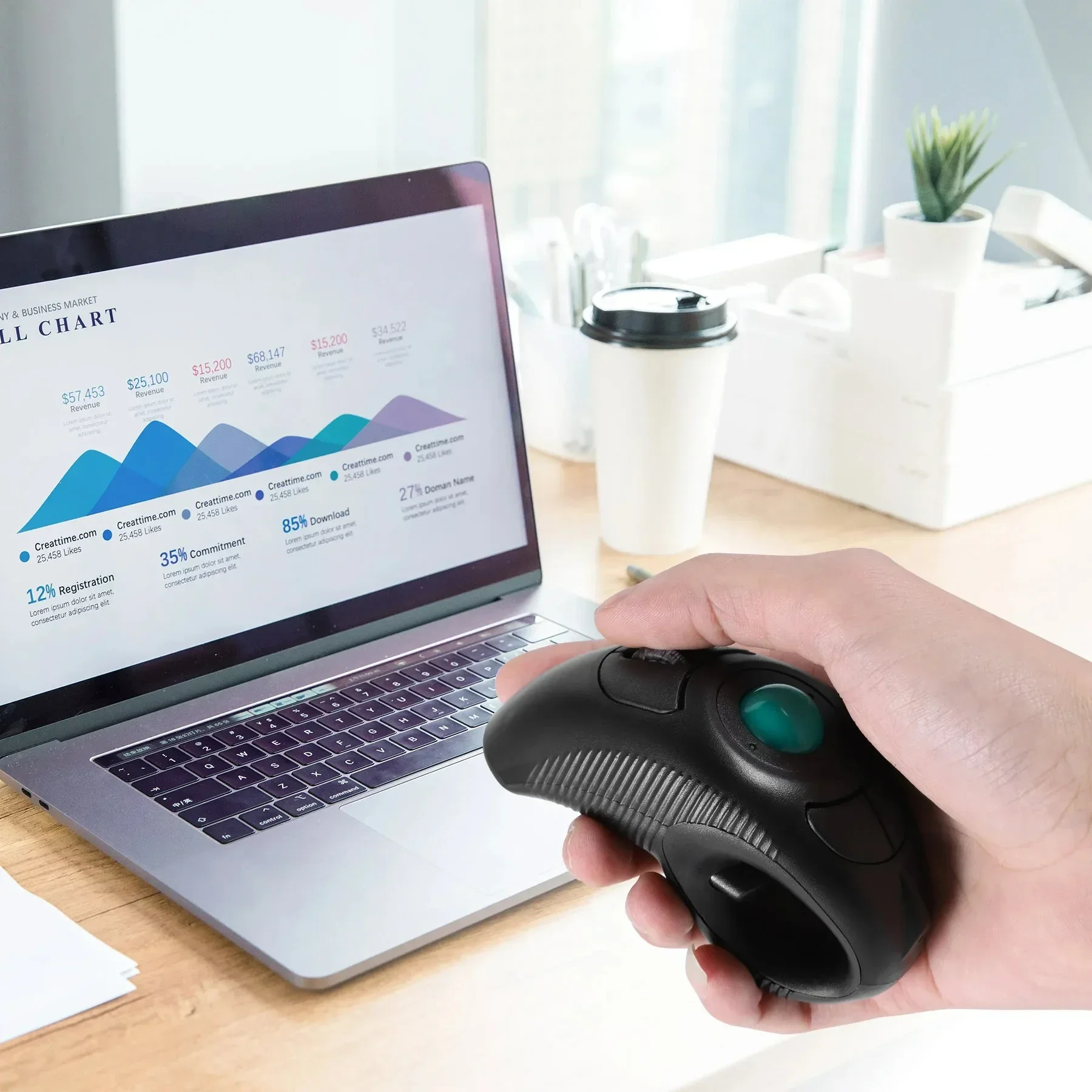 Ergonomic Mouse Trackball Thumb - Nowa mysz 2.4GHz sterowana kciukiem, bezprzewodowa,