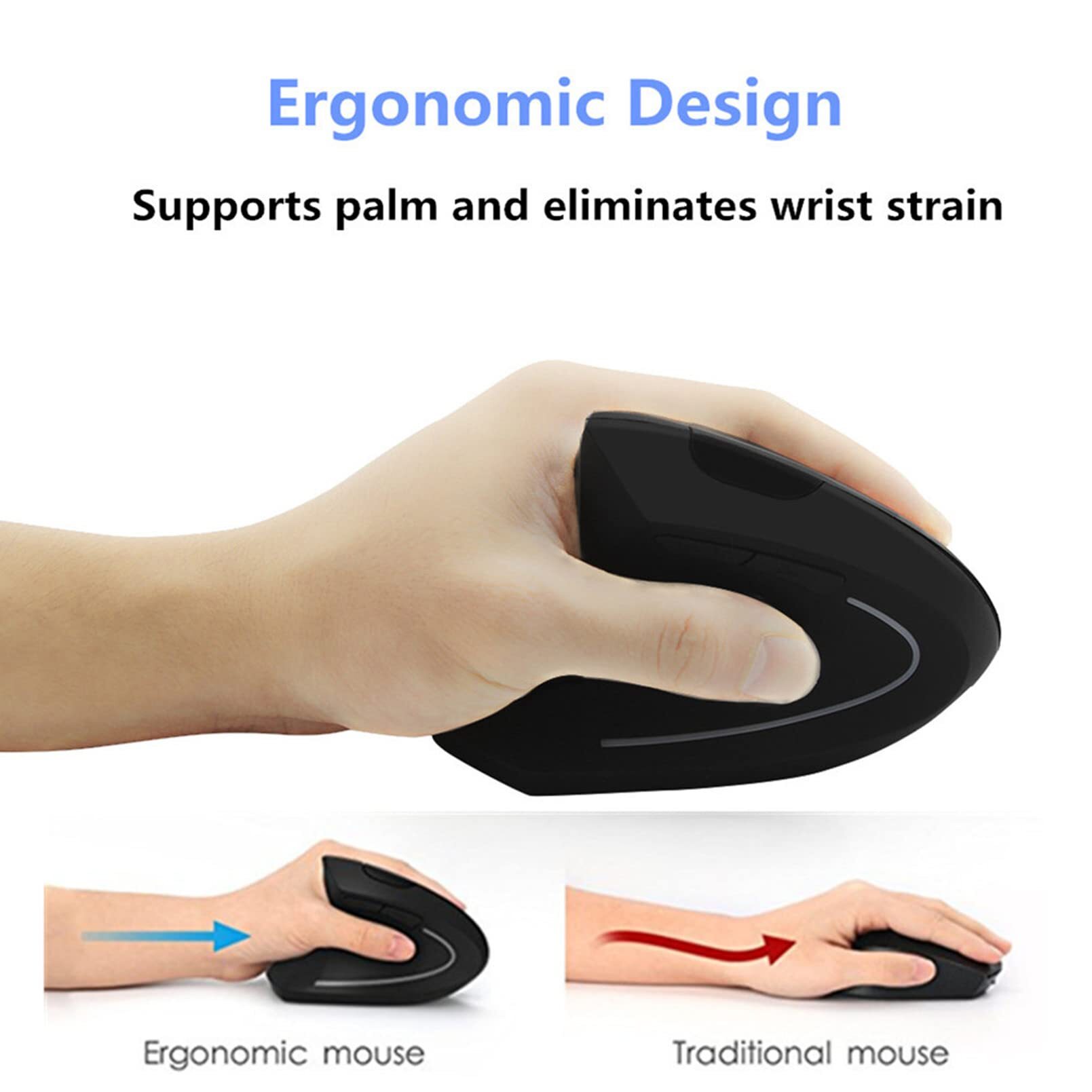 Vertical Mouse Left Handed - Bezprzewodowa pionowa mysz dla leworęcznych, ergonomiczna,