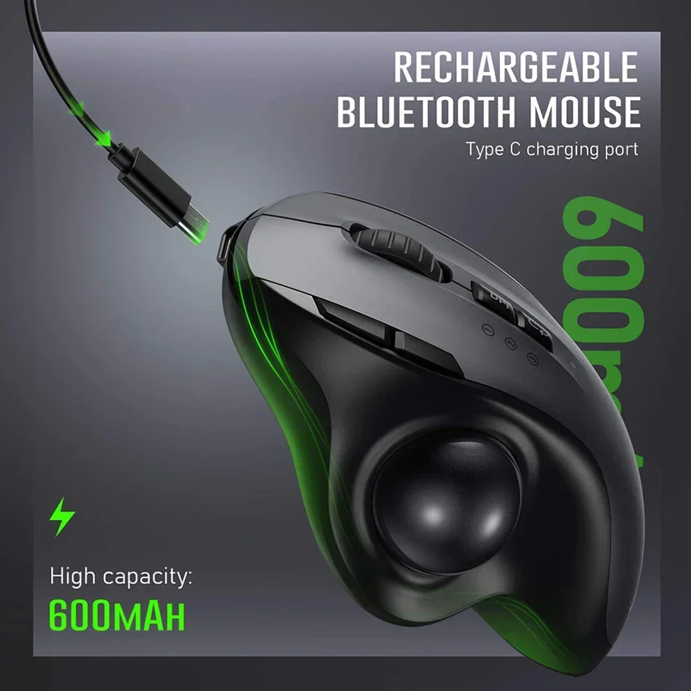Ergonomic Mouse Trackball Thumb - Bezprzewodowa mysz z kulką, ergonomiczny, ładowany
