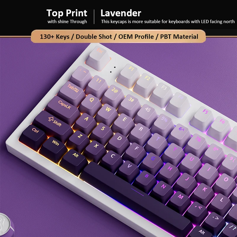 Ergonomic Keyboard Split Mechanical - 134 Klawisze Lawendowy Fiolet OEM Profil