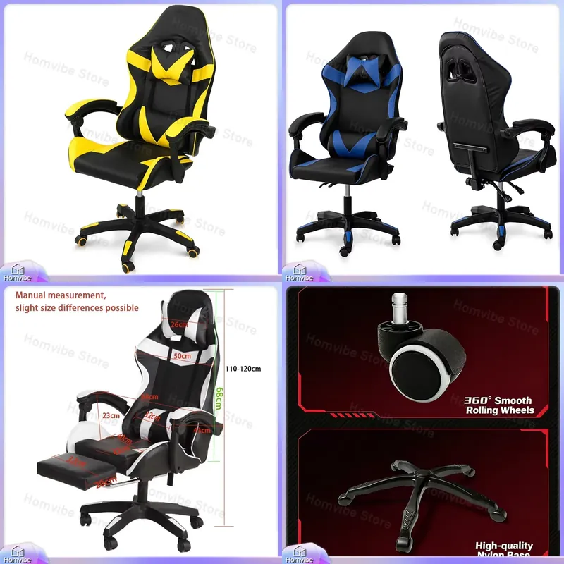 Ergonomic Footrest Adjustable - Ergonomiczne krzesło gamingowe z podnóżkiem, regulowane