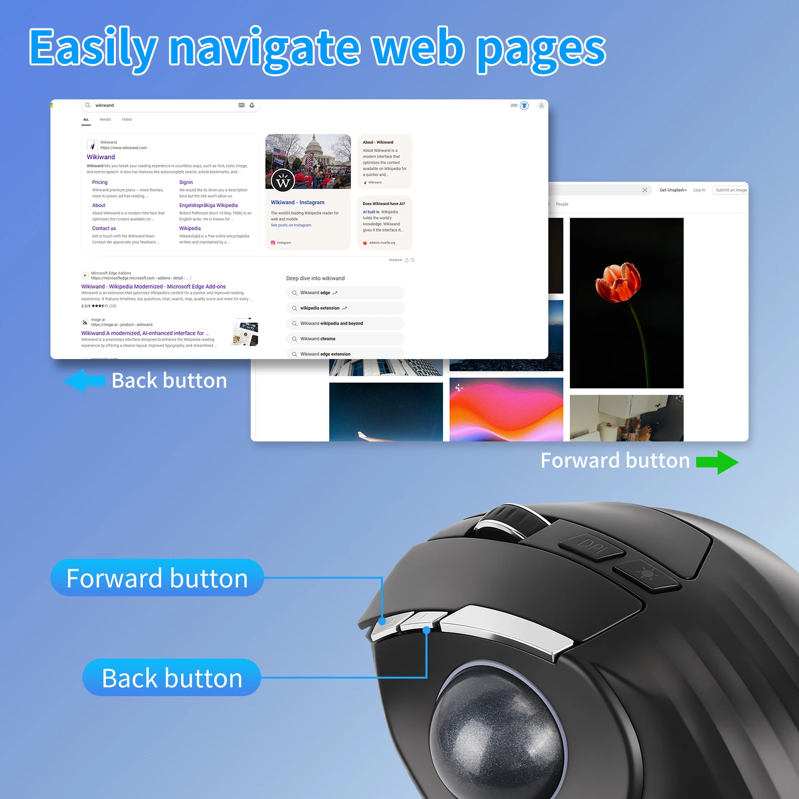 Ergonomic Mouse Trackball Thumb - Ergonomiczna mysz trackballowa, trójtrybowa, bezprzewodowa 2.4G,
