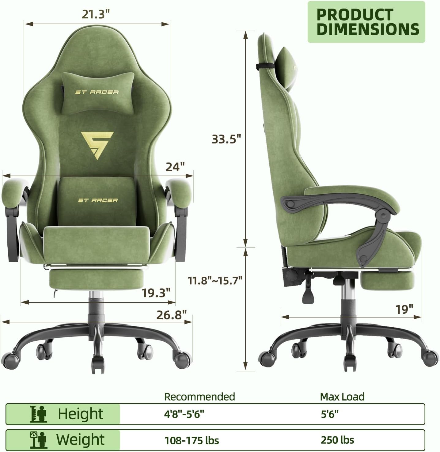Krzesło do gier, model wyścigo – Ergonomic Footrest Adjustable recenzja i cena