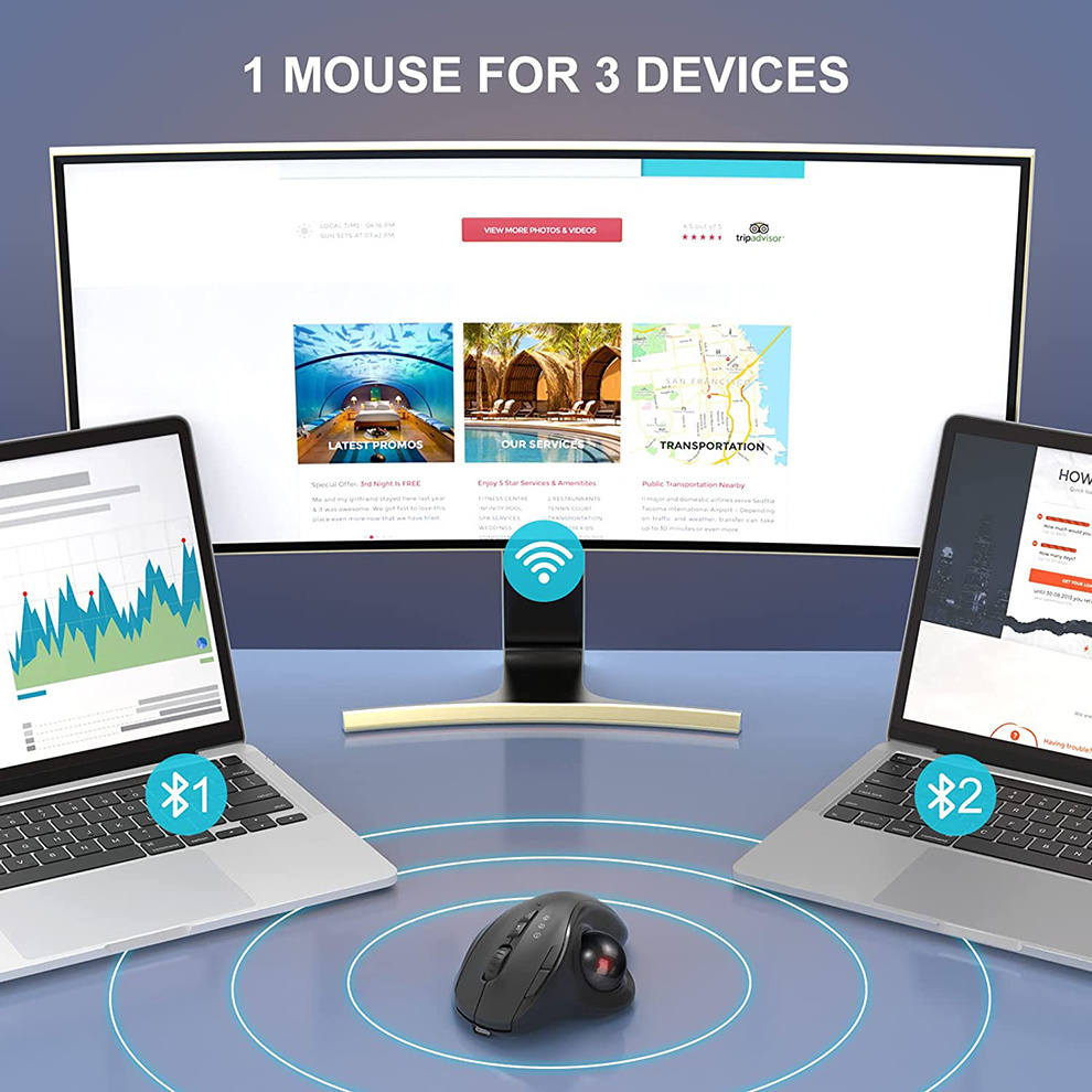 Jomaa Black 2.4G + bezprzewodo – Ergonomic Mouse Trackball Thumb recenzja i cena