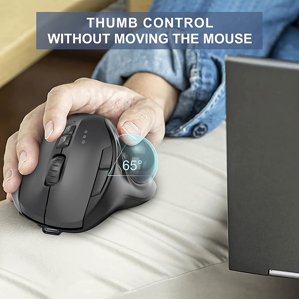 Jomaa Black 2.4G + bezprzewodo – Ergonomic Mouse Trackball Thumb recenzja i cena
