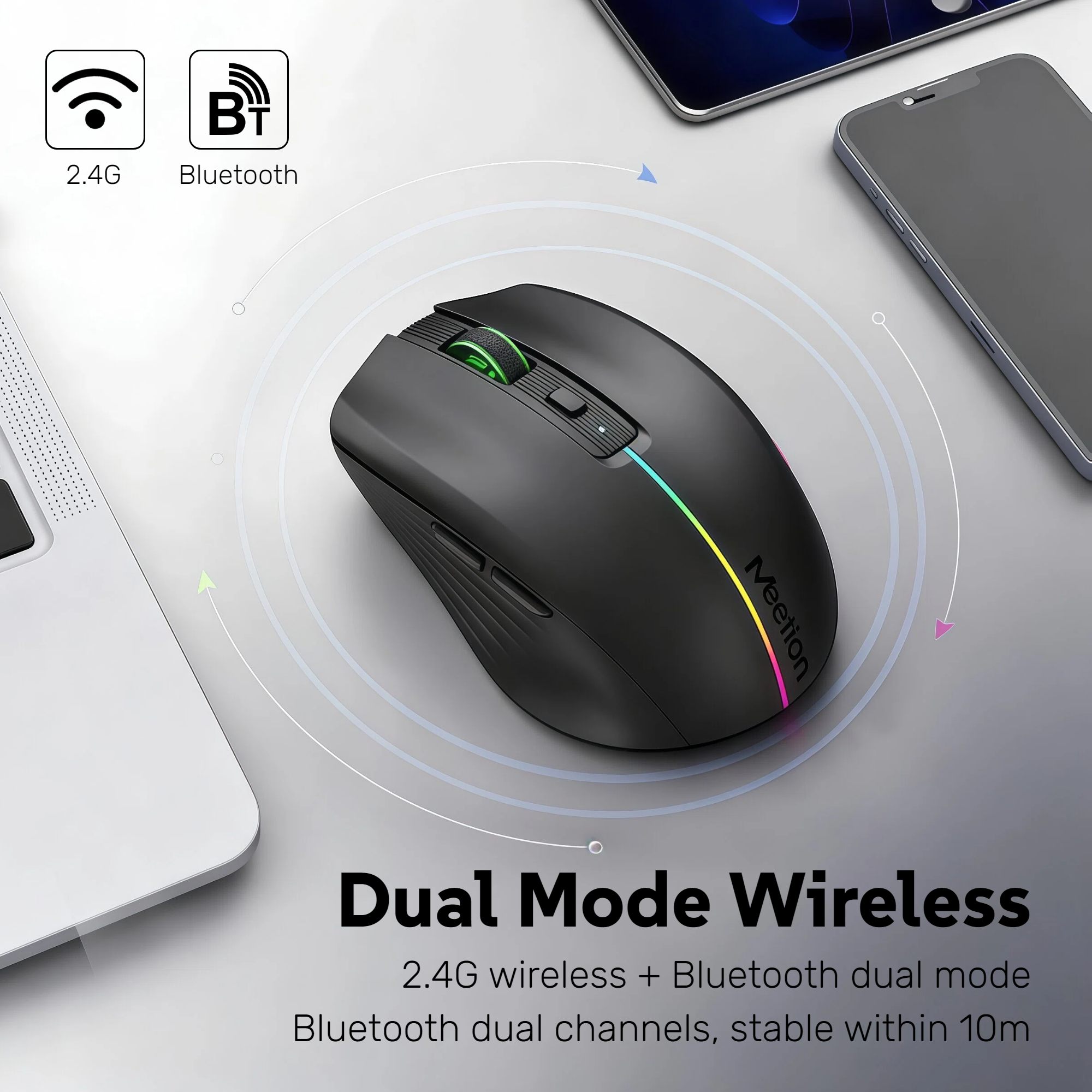 Bezprzewodowa mysz RGB, 2,4 GH – Ergonomic Mouse 2.4G Silent Click recenzja i cena