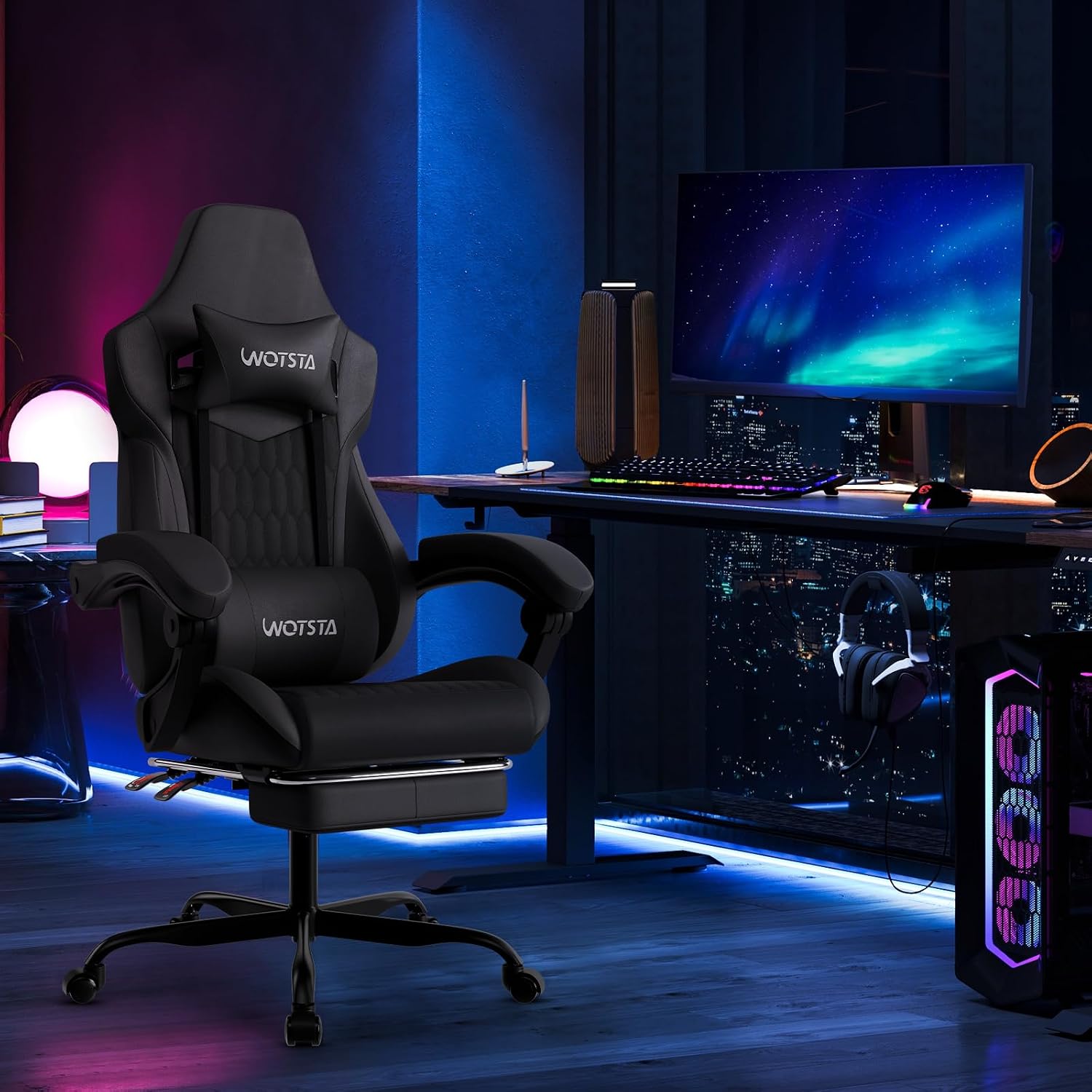 Krzesło do gier z podnóżkiem,  – Ergonomic Footrest Adjustable recenzja i cena