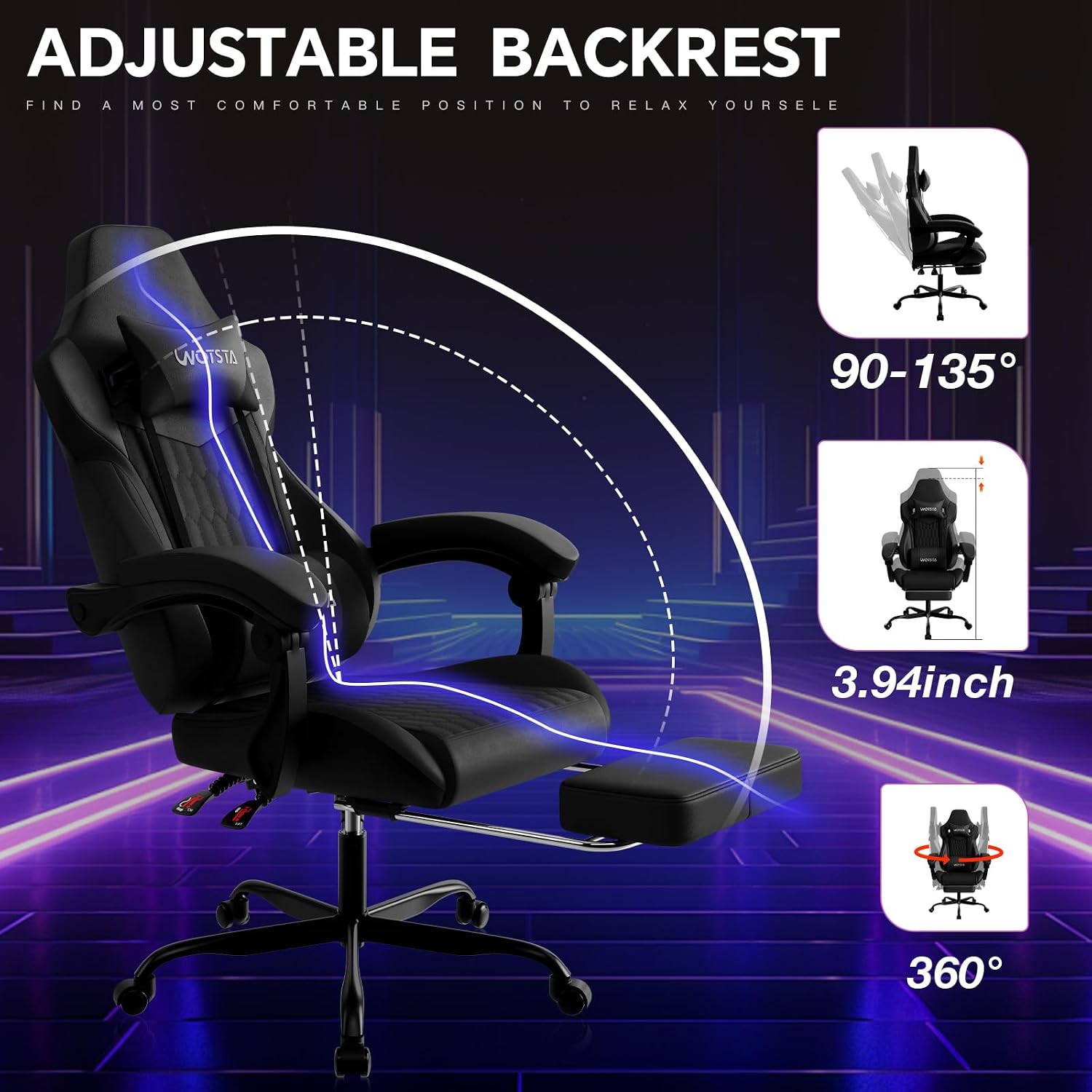 Krzesło do gier z podnóżkiem,  – Ergonomic Footrest Adjustable recenzja i cena