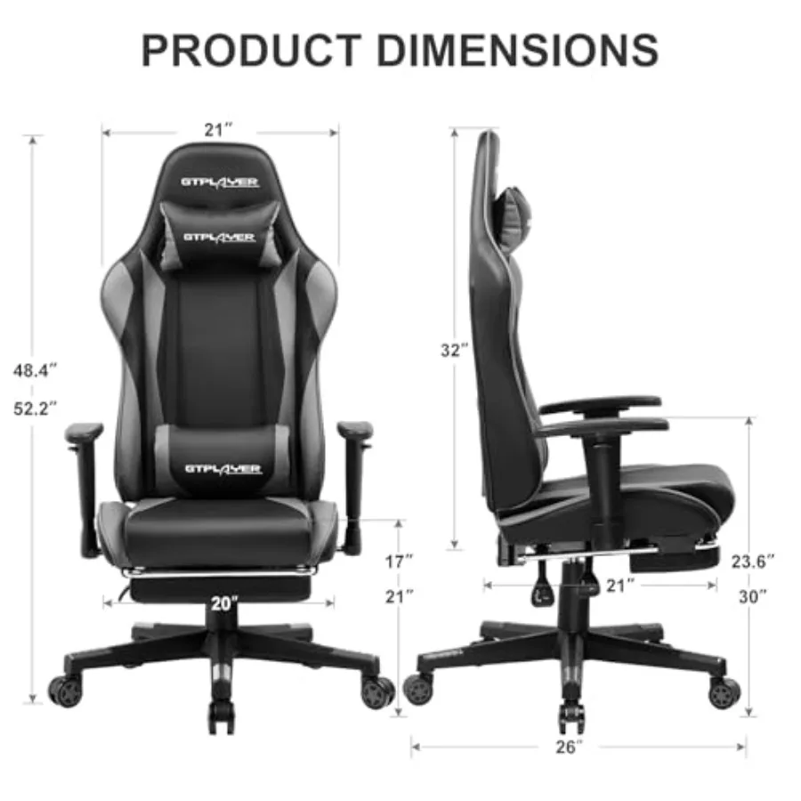 Krzesło do gier z podnóżkiem,  – Ergonomic Footrest Adjustable recenzja i cena