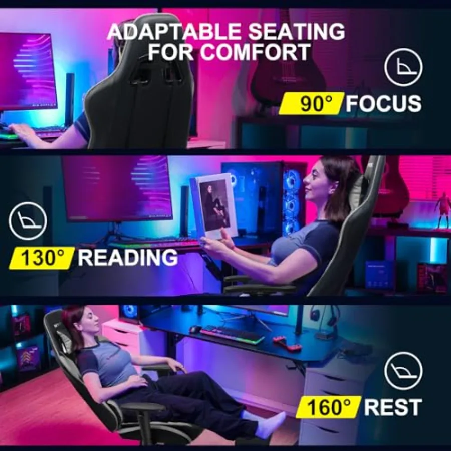 Krzesło do gier z podnóżkiem,  – Ergonomic Footrest Adjustable recenzja i cena