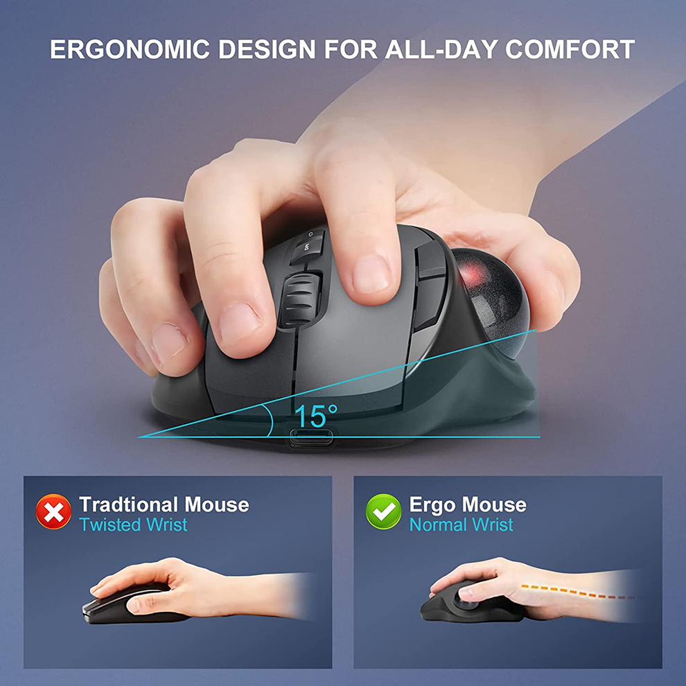 Jomaa Black 2.4G + bezprzewodo – Ergonomic Mouse Trackball Thumb recenzja i cena