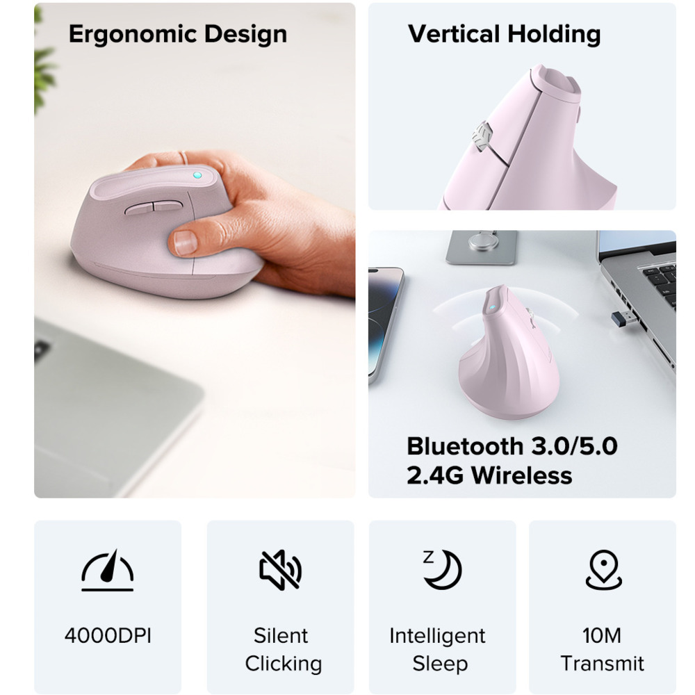 2.4G + Bluetooth podwójny tryb – Vertical Mouse Dpi 4000 recenzja i cena
