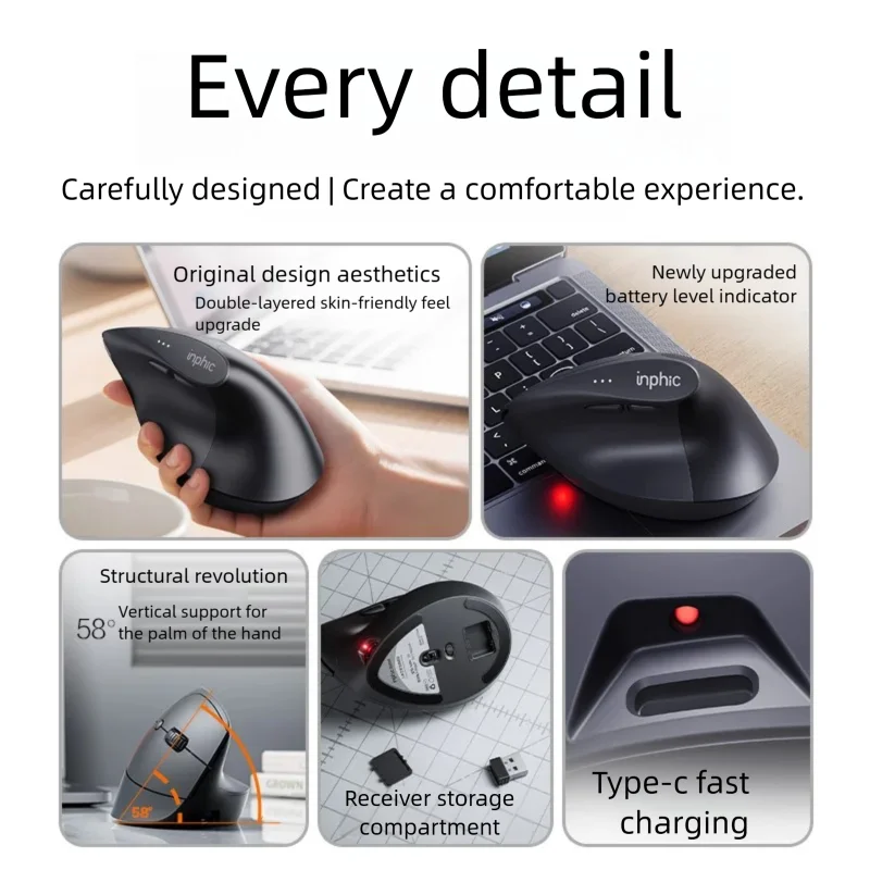 Bezprzewodowa mysz pionowa Inp – Vertical Mouse Rechargeable Bluetooth recenzja i cena