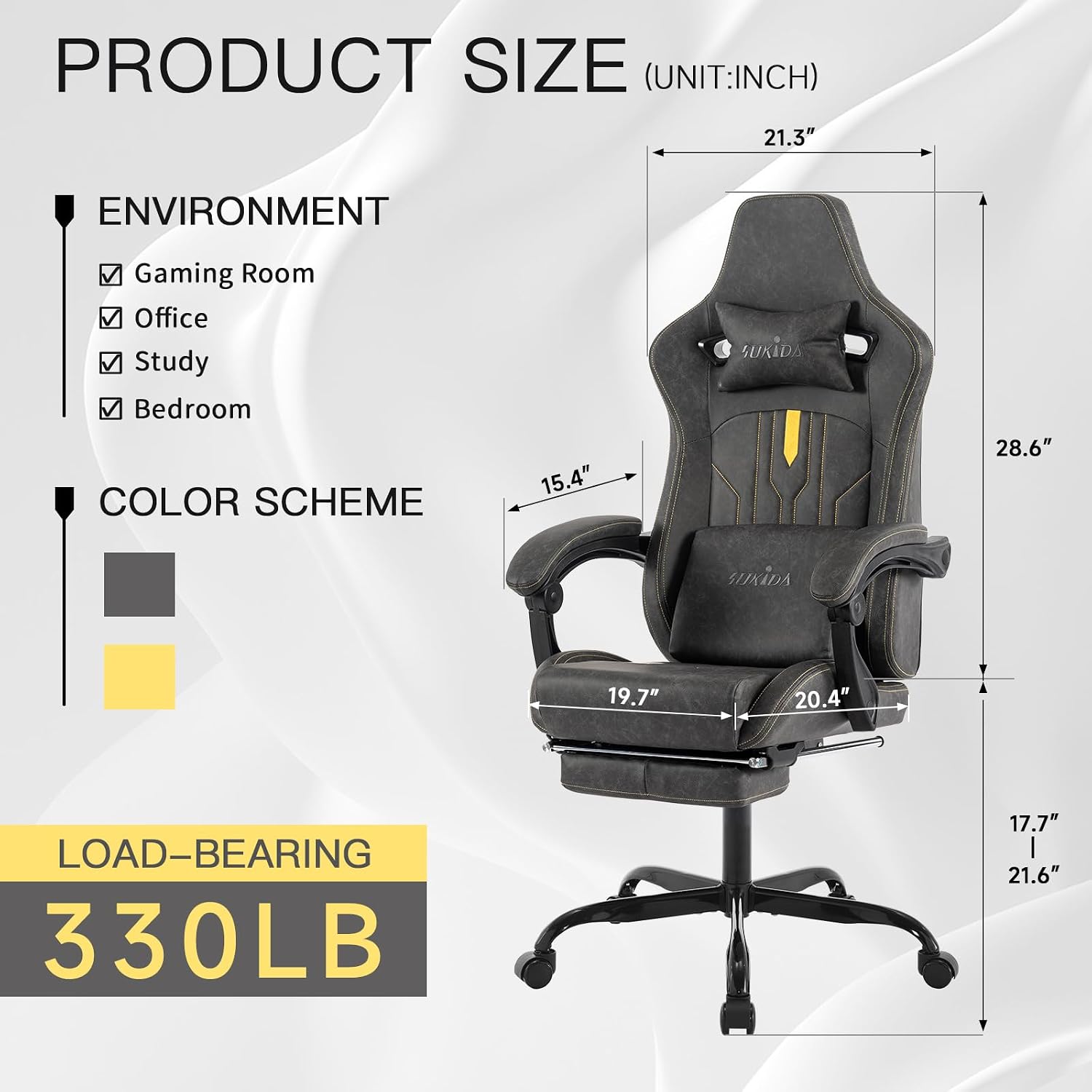 Krzesło do gier z podnóżkiem,  – Ergonomic Footrest Adjustable recenzja i cena