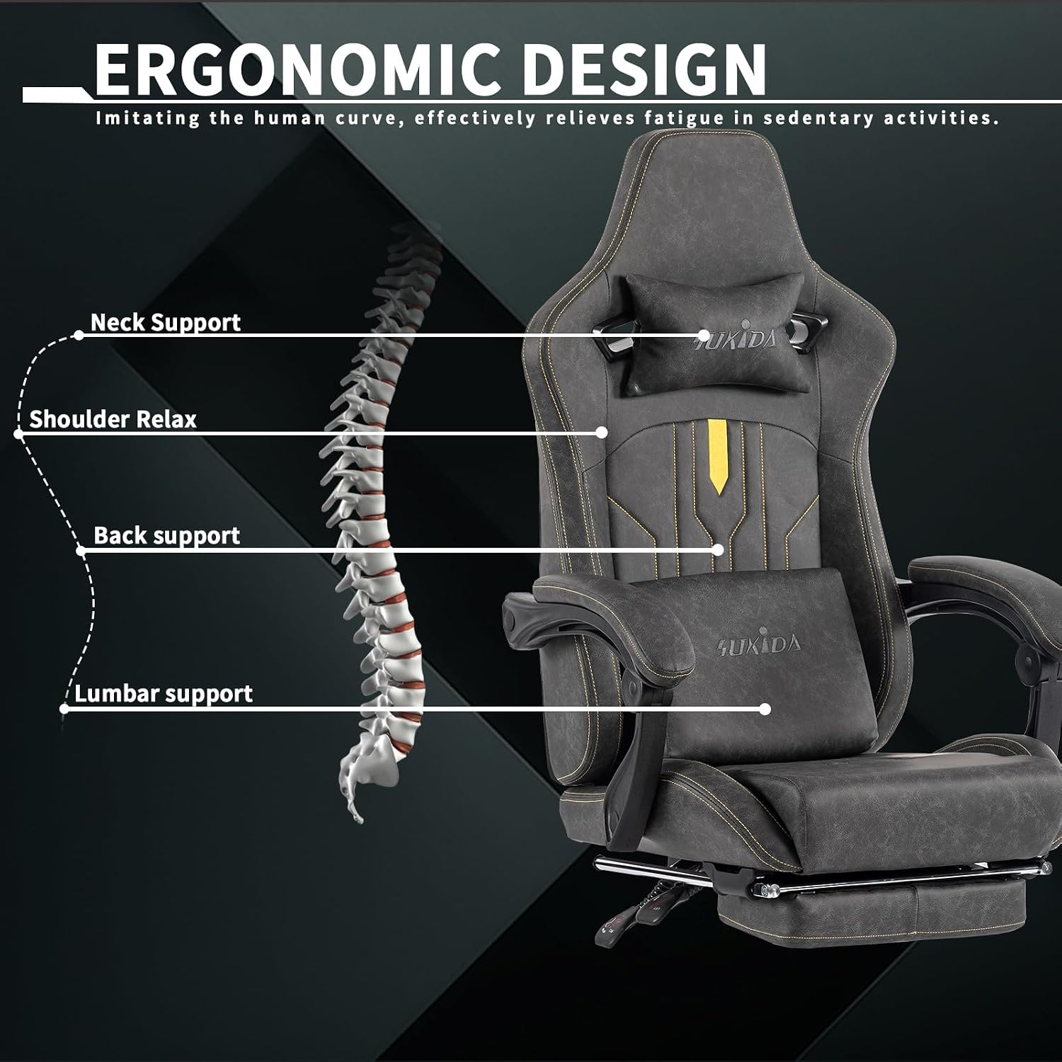 Krzesło do gier z podnóżkiem,  – Ergonomic Footrest Adjustable recenzja i cena