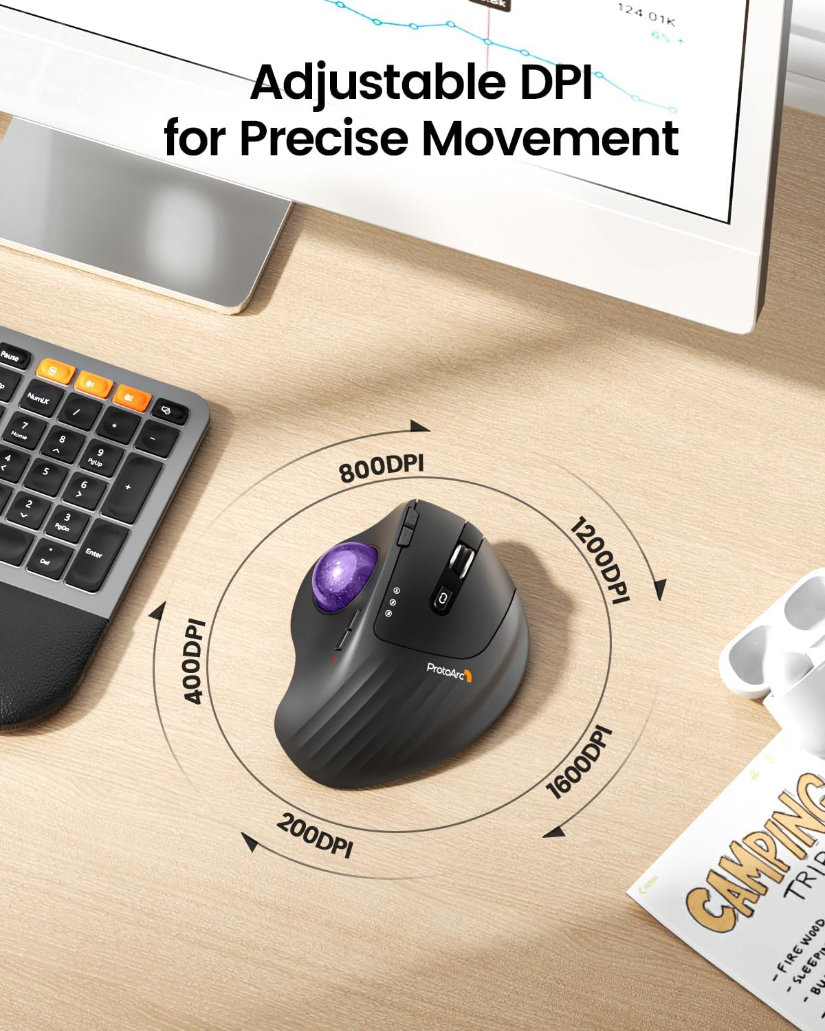 Mysz bezprzewodowa ProtoArc Tr – Ergonomic Mouse Trackball Thumb recenzja i cena