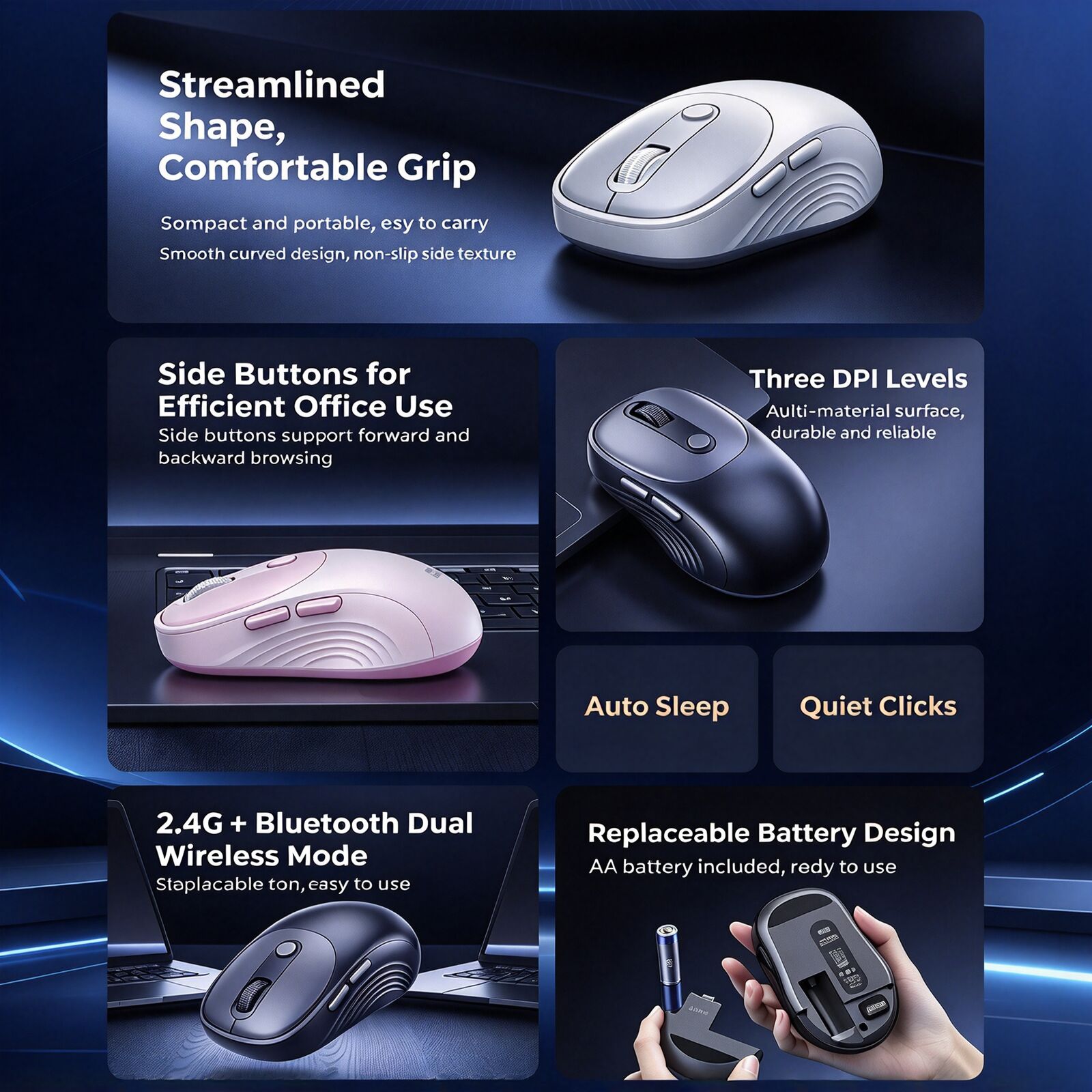 Bezprzewodowa mysz 2.4G i Blue – Ergonomic Mouse 2.4G Silent Click recenzja i cena