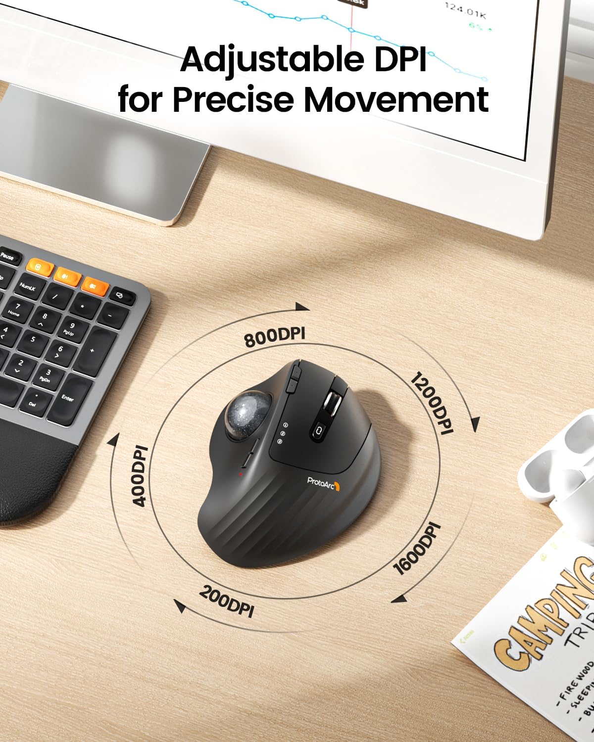 Bezprzewodowa mysz trackballow – Ergonomic Mouse Trackball Thumb recenzja i cena