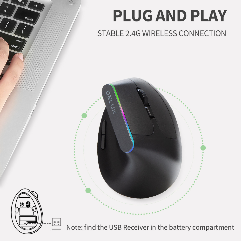 Delux M618C Bezprzewodowa, cic – Ergonomic Vertical Mouse Wireless recenzja i cena