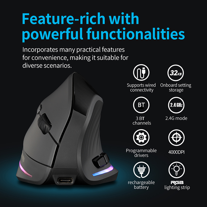 Bezprzewodowa pionowa mysz z w – Vertical Mouse Dpi 4000 recenzja i cena